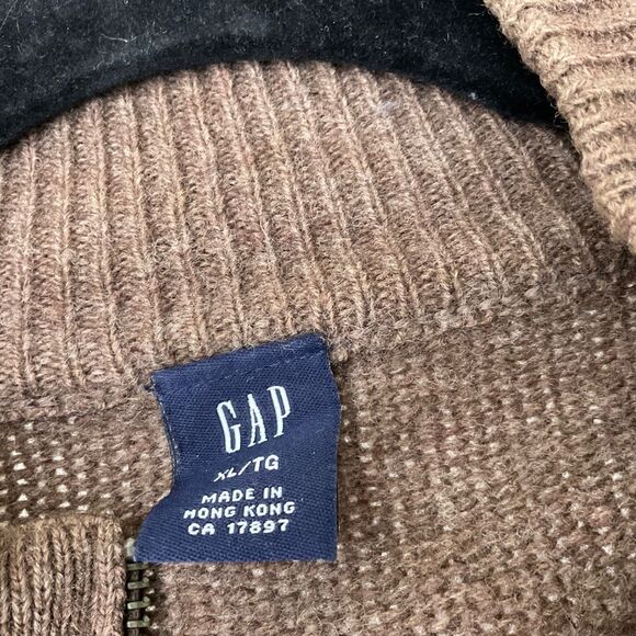 VTG. Gap lambswool cardigan knit grandpa Sweater Men XL Brown pockets Bloke core - Picture 4 of 16
